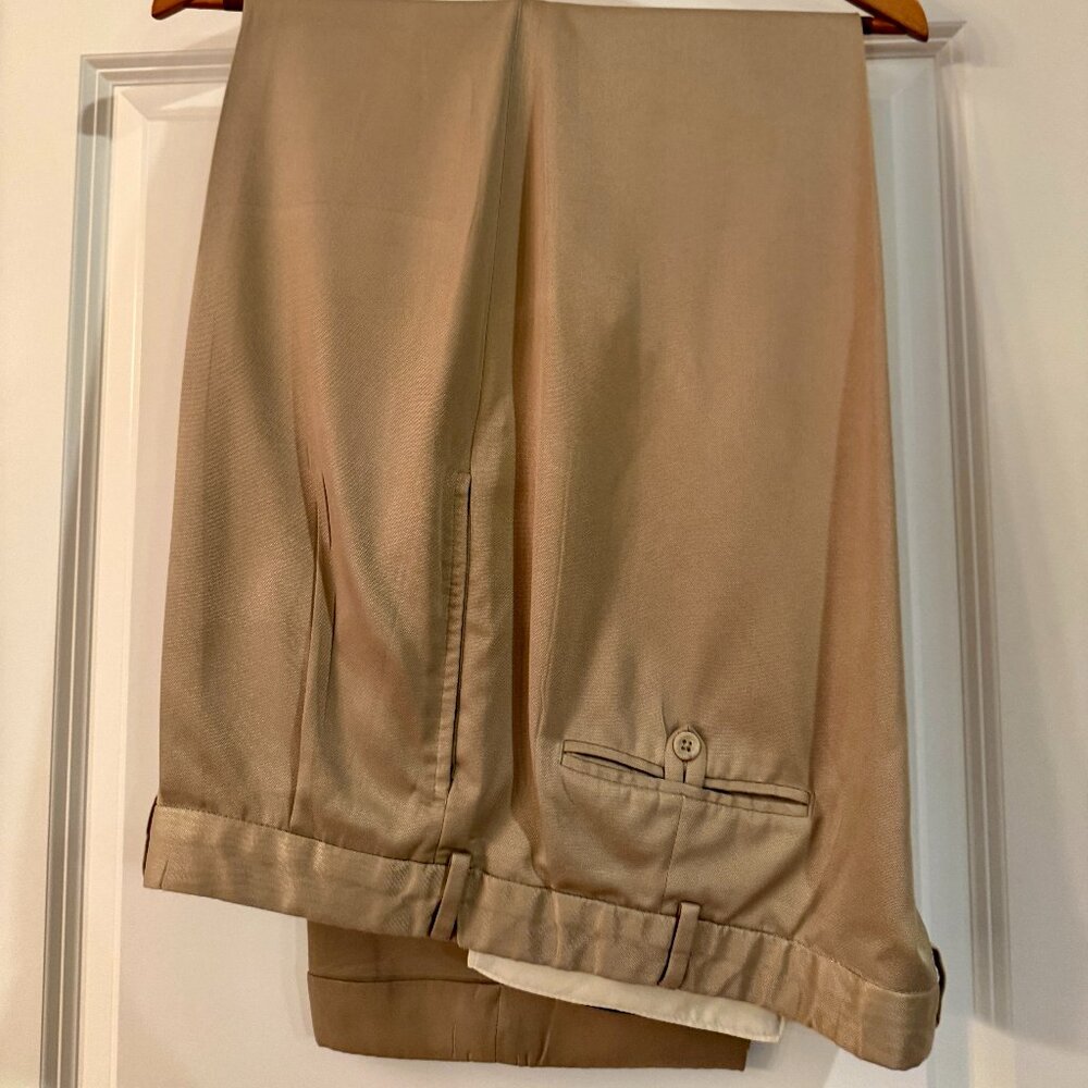 Polo Ralph Lauren Dress Slacks Men’s 42 x 30 Tan Pleated Front Cuffed Hem